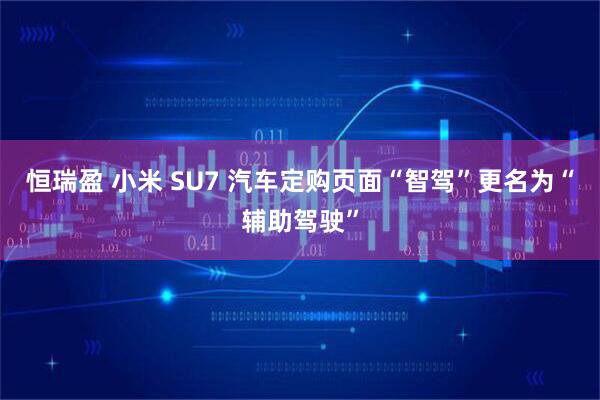 恒瑞盈 小米 SU7 汽车定购页面“智驾”更名为“辅助驾驶”