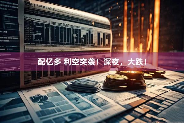 配亿多 利空突袭！深夜，大跌！