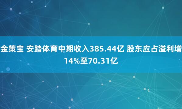金策宝 安踏体育中期收入385.44亿 股东应占溢利增14%至70.31亿