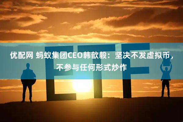 优配网 蚂蚁集团CEO韩歆毅：坚决不发虚拟币，不参与任何形式炒作