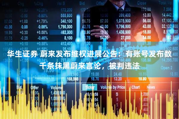 华生证券 蔚来发布维权进展公告：有账号发布数千条抹黑蔚来言论，被判违法