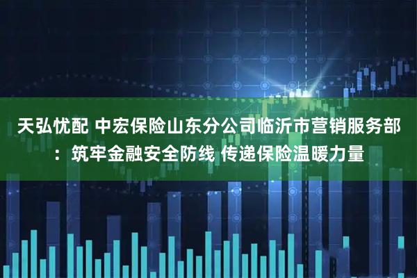 天弘忧配 中宏保险山东分公司临沂市营销服务部：筑牢金融安全防线 传递保险温暖力量