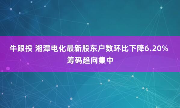 牛跟投 湘潭电化最新股东户数环比下降6.20% 筹码趋向集中
