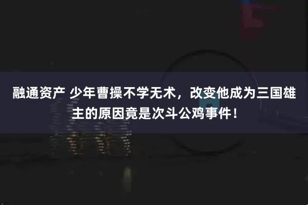 融通资产 少年曹操不学无术，改变他成为三国雄主的原因竟是次斗公鸡事件！